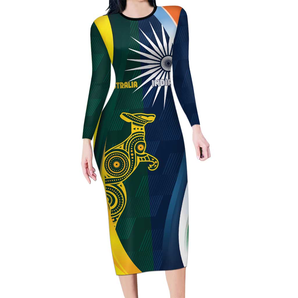 Custom India and Australia Cricket Family Matching Long Sleeve Bodycon Dress and Hawaiian Shirt Special Half-Half Mix