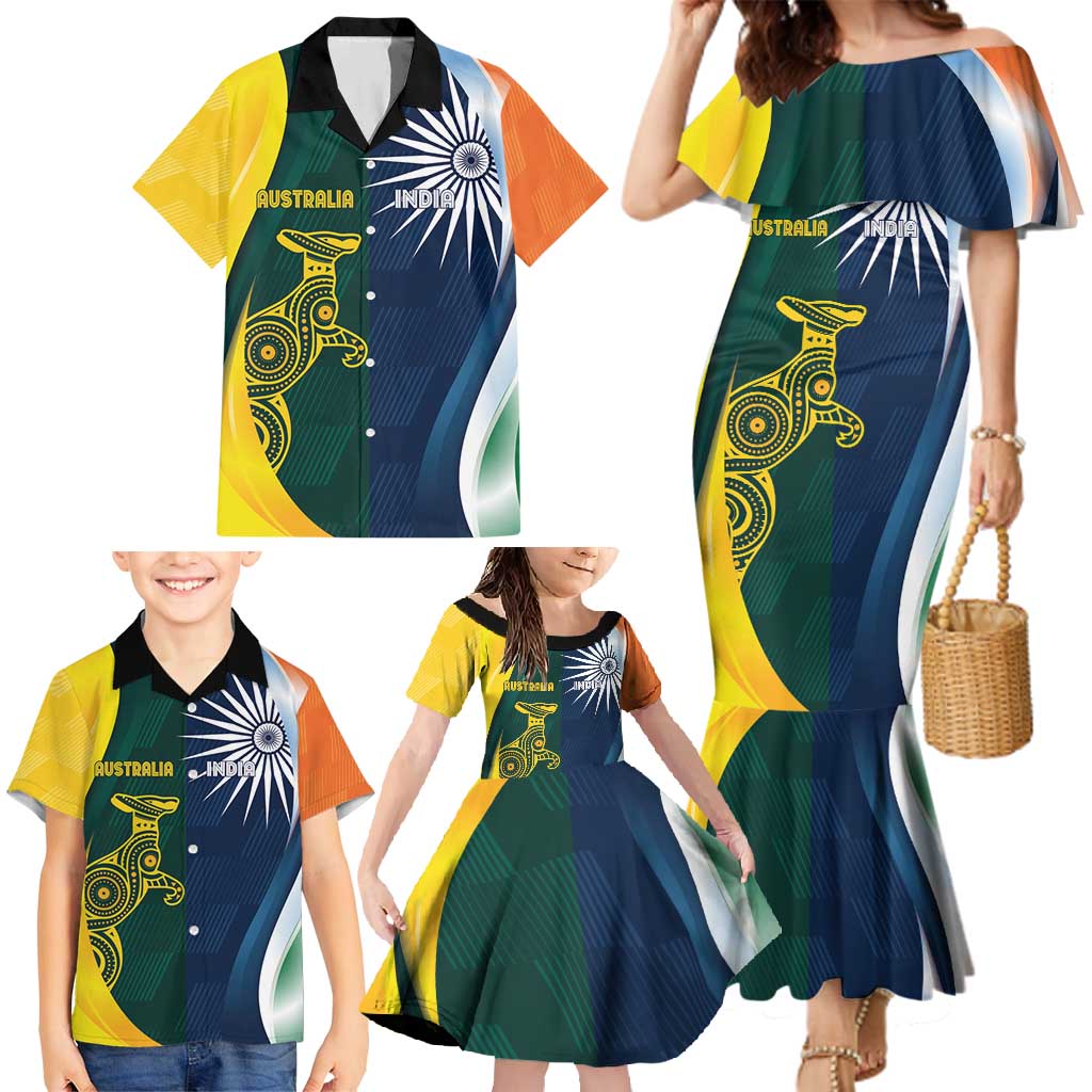 Custom India and Australia Cricket Family Matching Mermaid Dress and Hawaiian Shirt Special Half-Half Mix