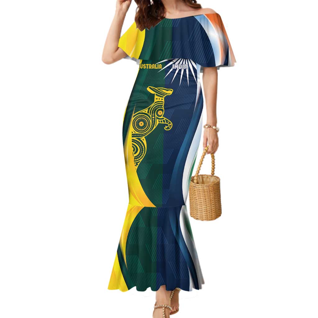 Custom India and Australia Cricket Family Matching Mermaid Dress and Hawaiian Shirt Special Half-Half Mix