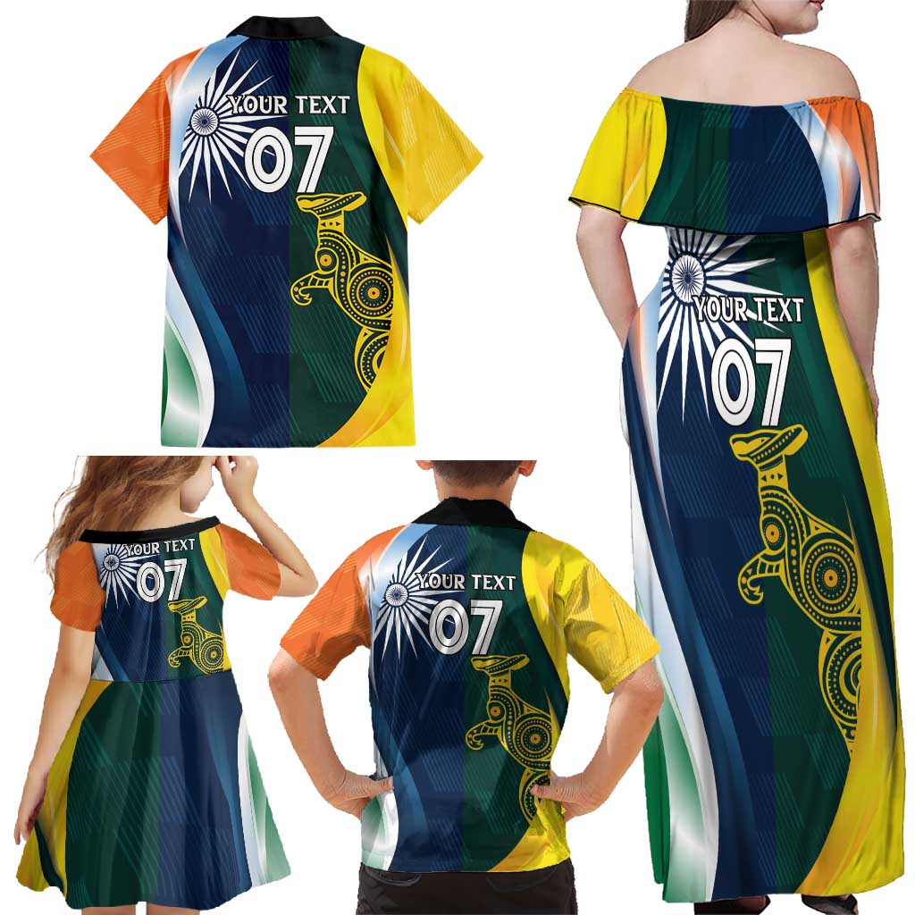 Custom India and Australia Cricket Family Matching Off Shoulder Maxi Dress and Hawaiian Shirt Special Half-Half Mix