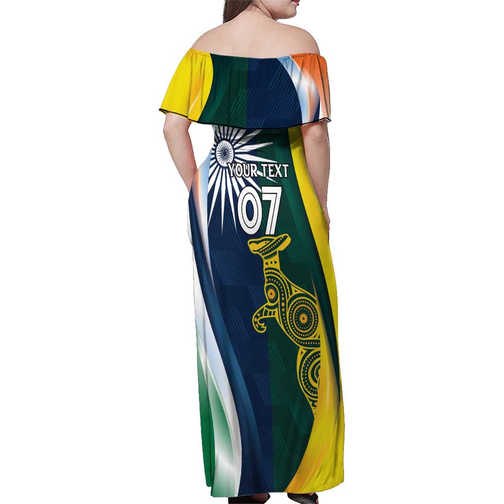 Custom India and Australia Cricket Family Matching Off Shoulder Maxi Dress and Hawaiian Shirt Special Half-Half Mix