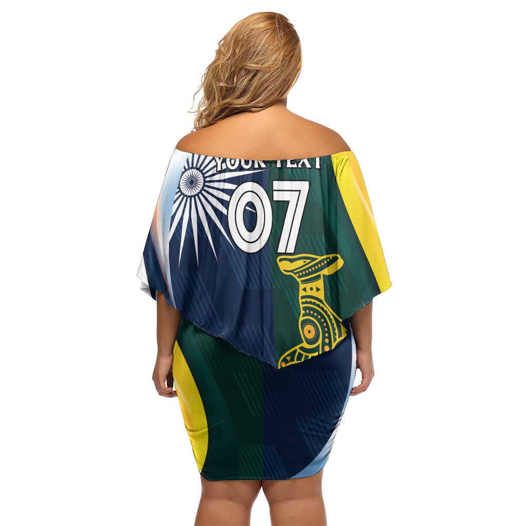 Custom India and Australia Cricket Family Matching Off Shoulder Short Dress and Hawaiian Shirt Special Half-Half Mix