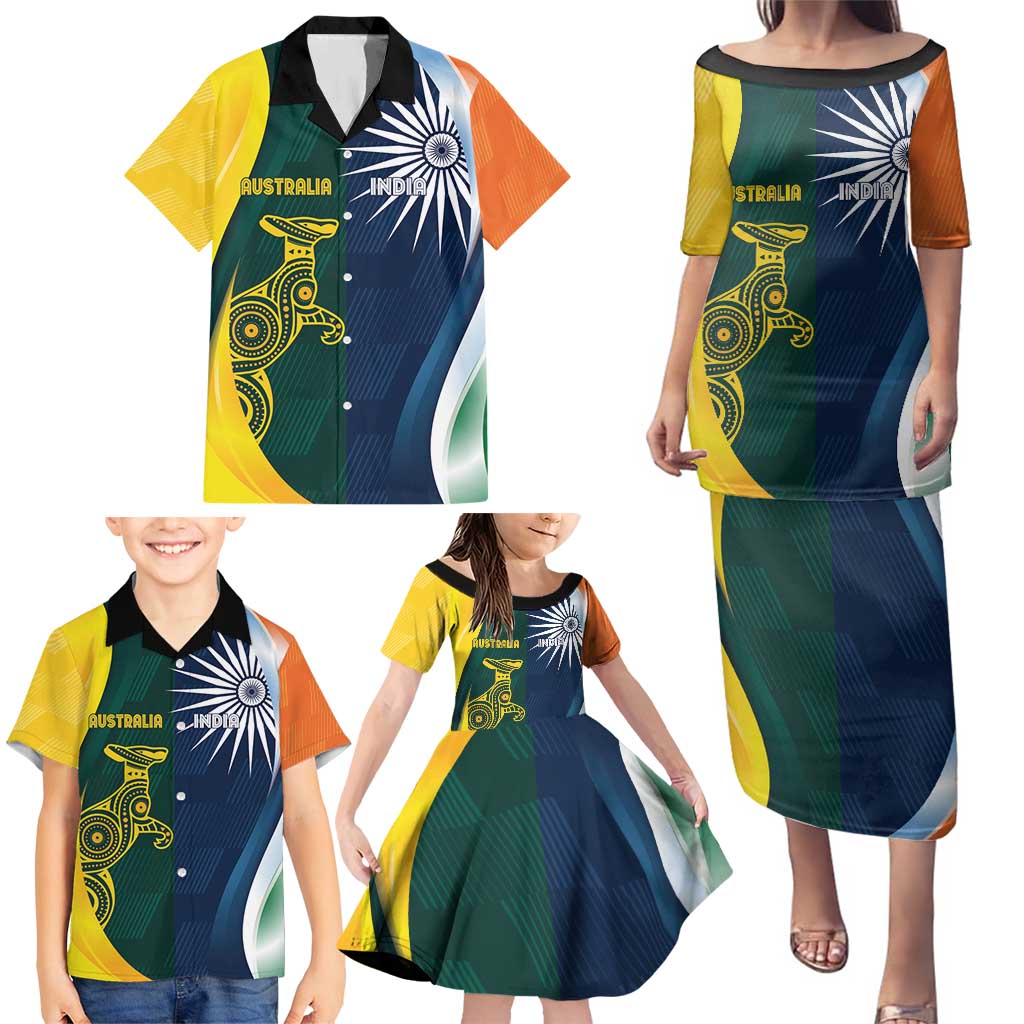 Custom India and Australia Cricket Family Matching Puletasi and Hawaiian Shirt Special Half-Half Mix