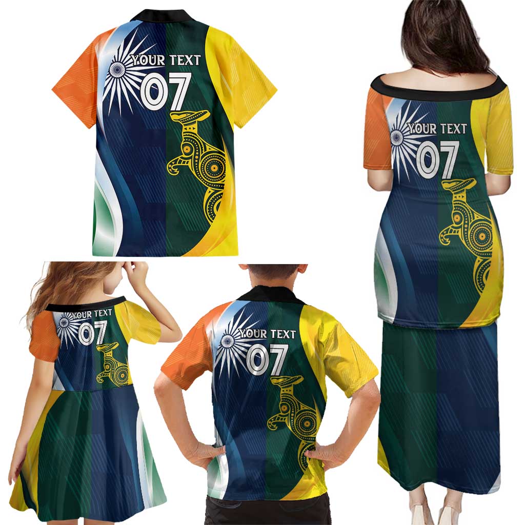 Custom India and Australia Cricket Family Matching Puletasi and Hawaiian Shirt Special Half-Half Mix