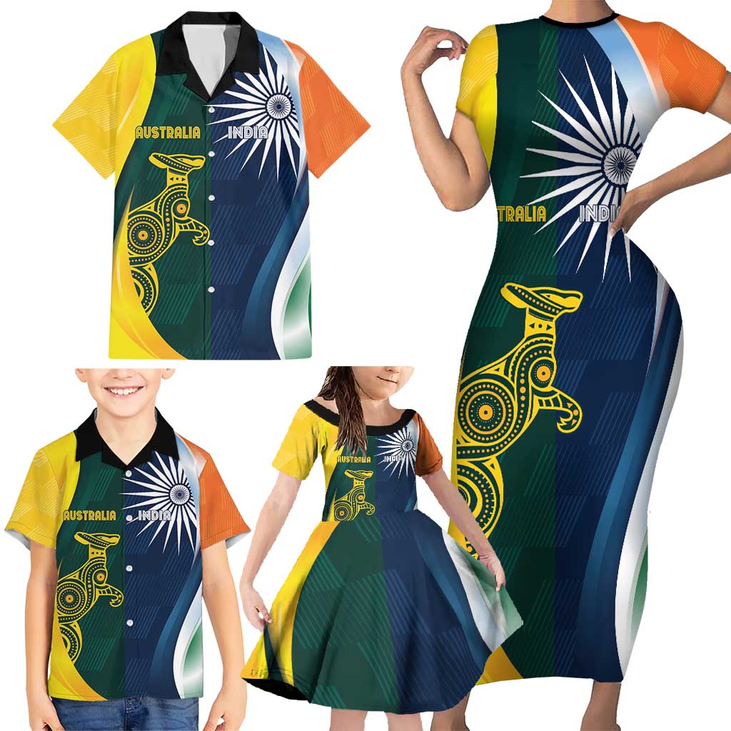 Custom India and Australia Cricket Family Matching Short Sleeve Bodycon Dress and Hawaiian Shirt Special Half-Half Mix