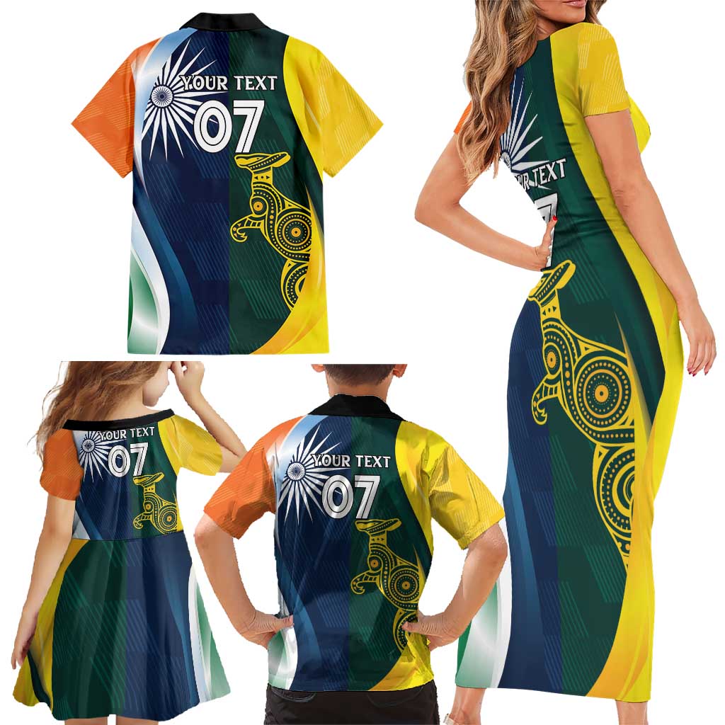 Custom India and Australia Cricket Family Matching Short Sleeve Bodycon Dress and Hawaiian Shirt Special Half-Half Mix