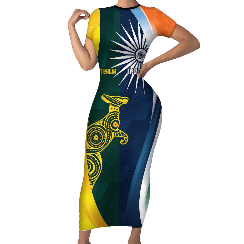 Custom India and Australia Cricket Family Matching Short Sleeve Bodycon Dress and Hawaiian Shirt Special Half-Half Mix