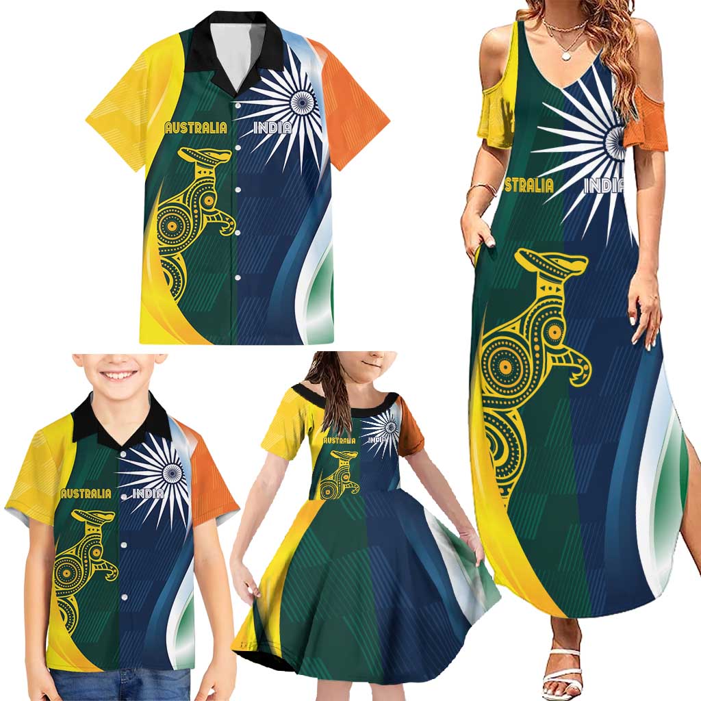 Custom India and Australia Cricket Family Matching Summer Maxi Dress and Hawaiian Shirt Special Half-Half Mix