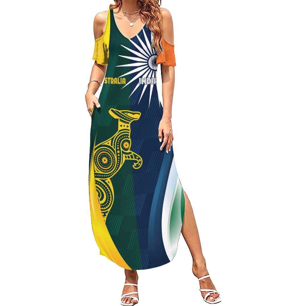 Custom India and Australia Cricket Family Matching Summer Maxi Dress and Hawaiian Shirt Special Half-Half Mix