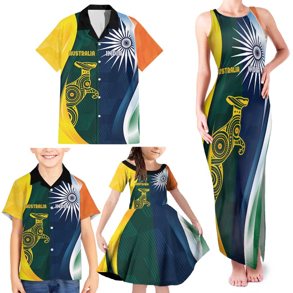 Custom India and Australia Cricket Family Matching Tank Maxi Dress and Hawaiian Shirt Special Half-Half Mix