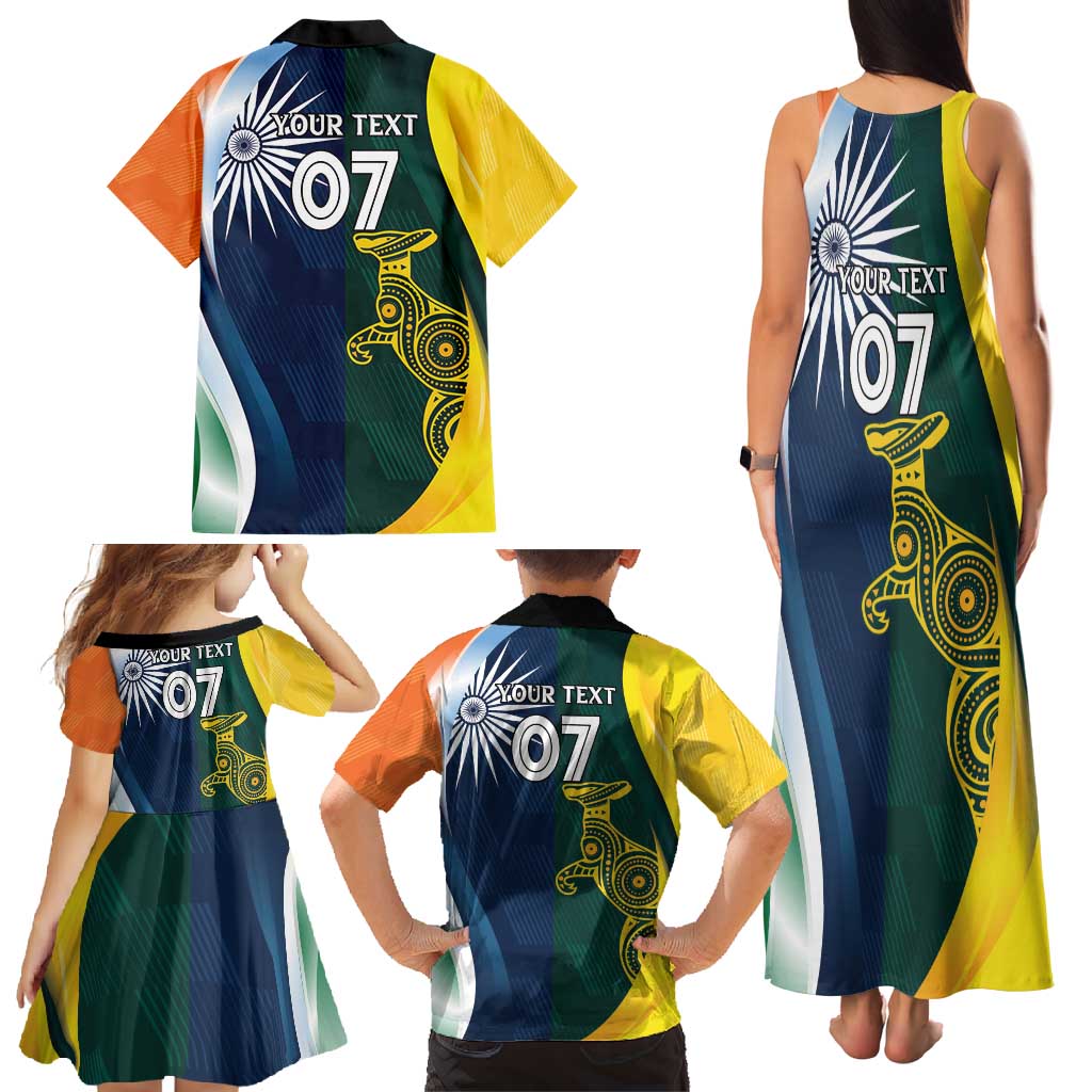 Custom India and Australia Cricket Family Matching Tank Maxi Dress and Hawaiian Shirt Special Half-Half Mix