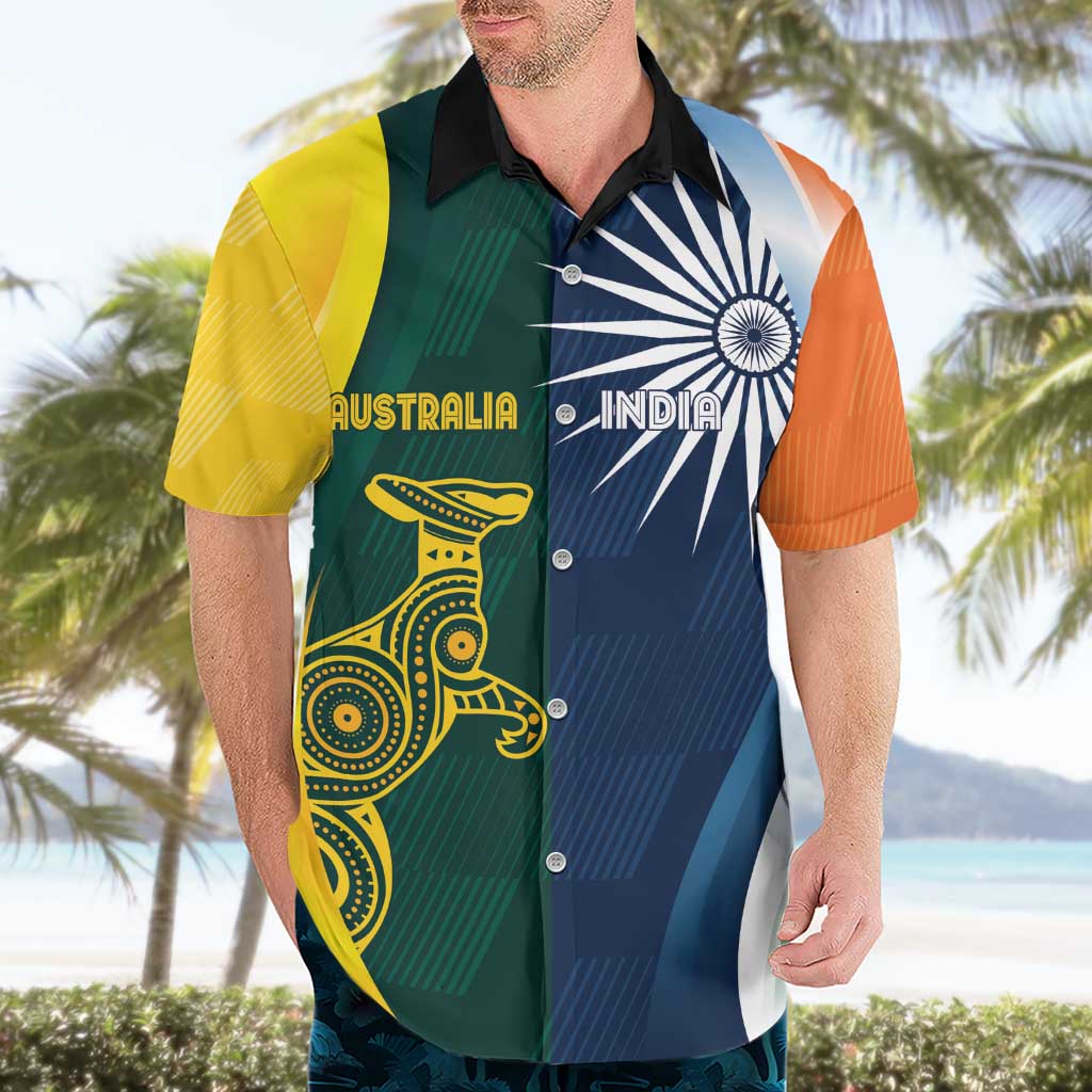 Custom India and Australia Cricket Hawaiian Shirt Special Half-Half Mix - Vibe Hoodie Shop