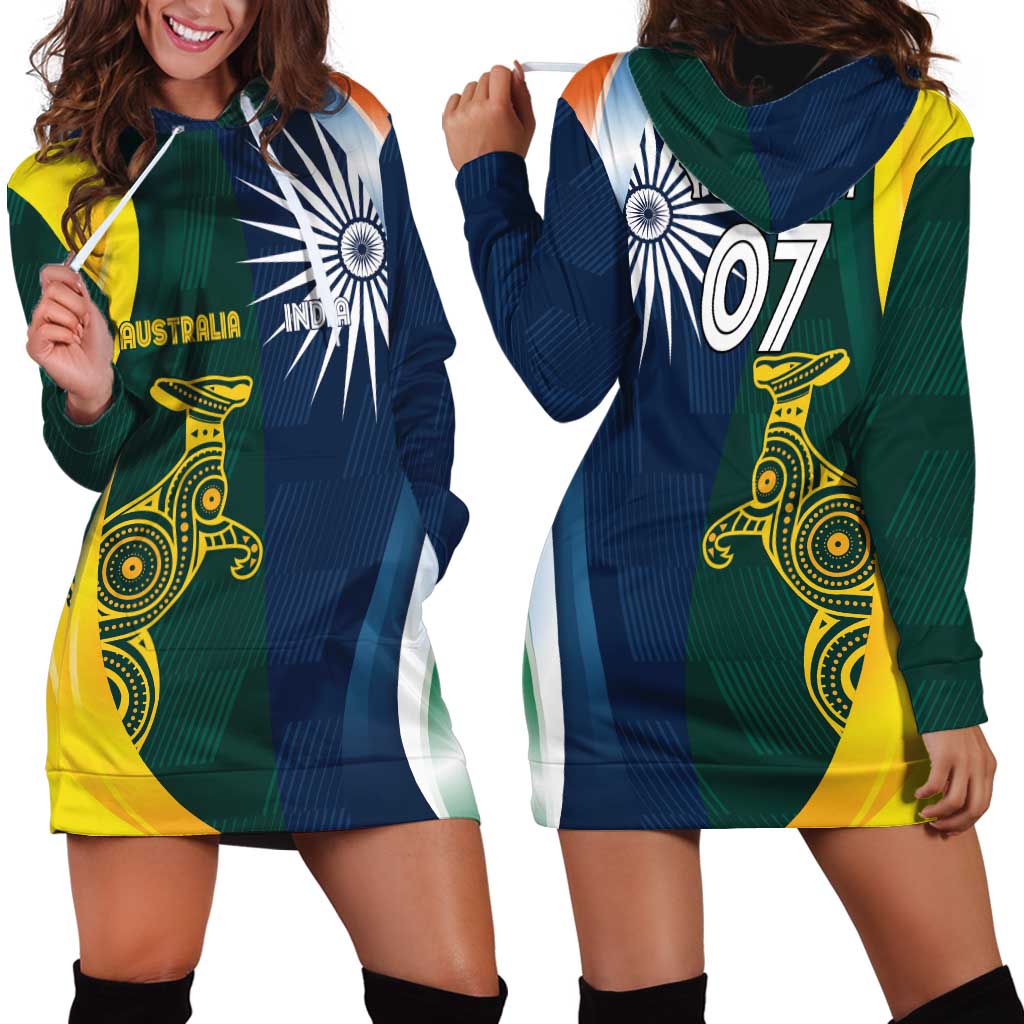 Custom India and Australia Cricket Hoodie Dress Special Half-Half Mix - Vibe Hoodie Shop