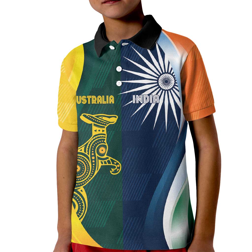 Custom India and Australia Cricket Kid Polo Shirt Special Half-Half Mix - Vibe Hoodie Shop