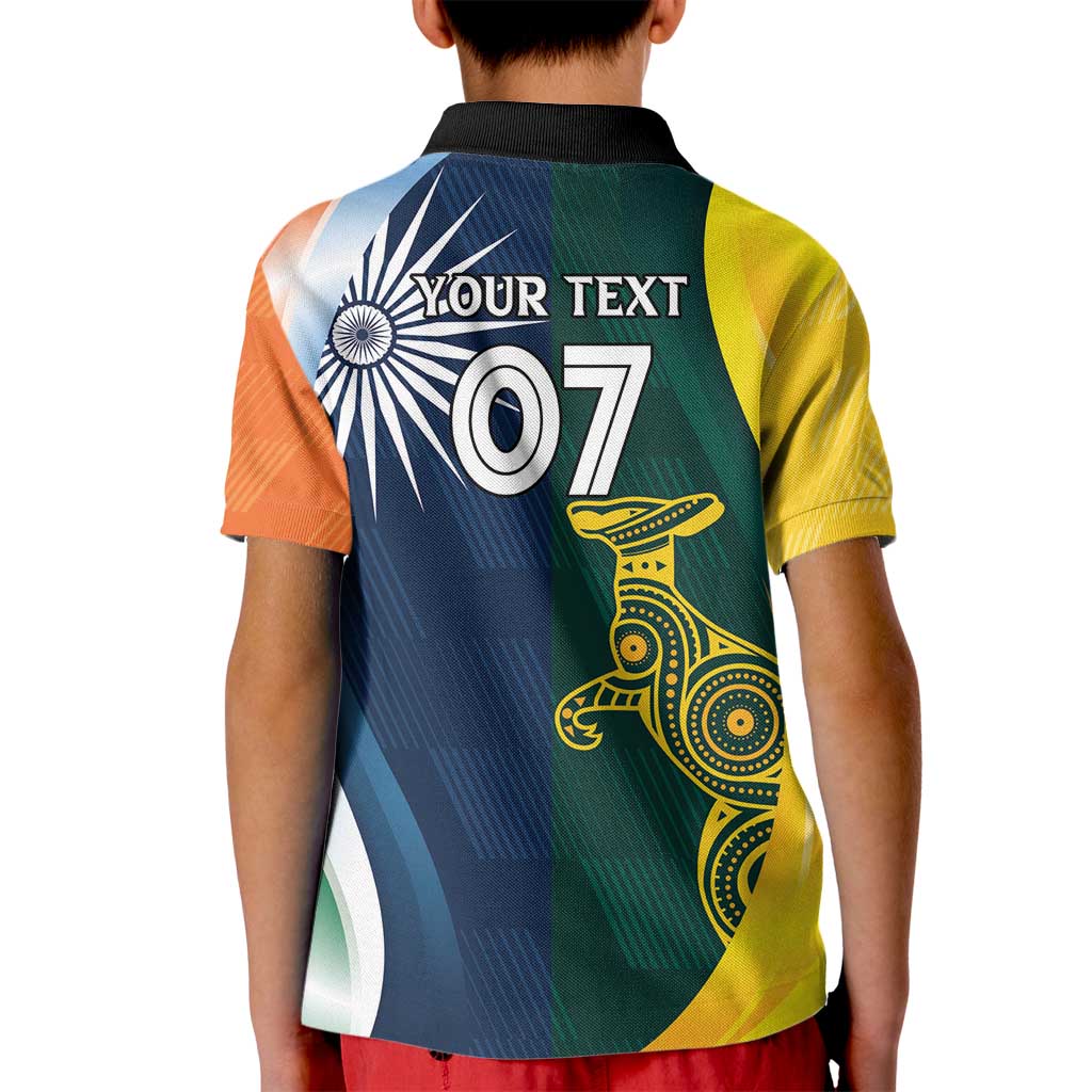 Custom India and Australia Cricket Kid Polo Shirt Special Half-Half Mix - Vibe Hoodie Shop