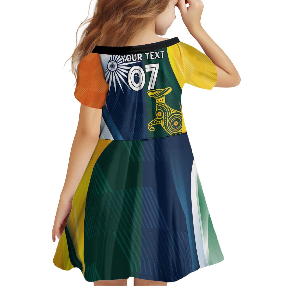 Custom India and Australia Cricket Kid Short Sleeve Dress Special Half-Half Mix - Vibe Hoodie Shop