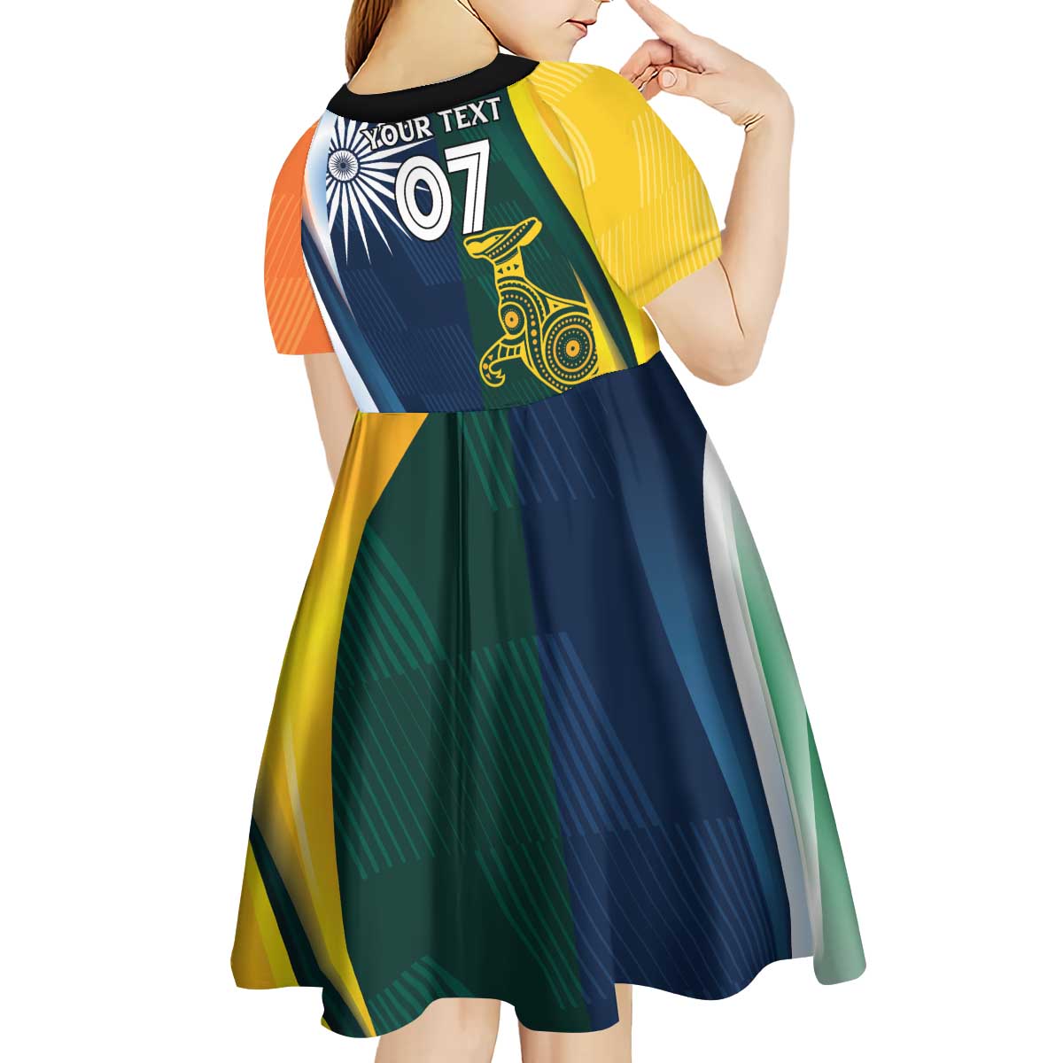 Custom India and Australia Cricket Kid Short Sleeve Dress Special Half-Half Mix - Vibe Hoodie Shop