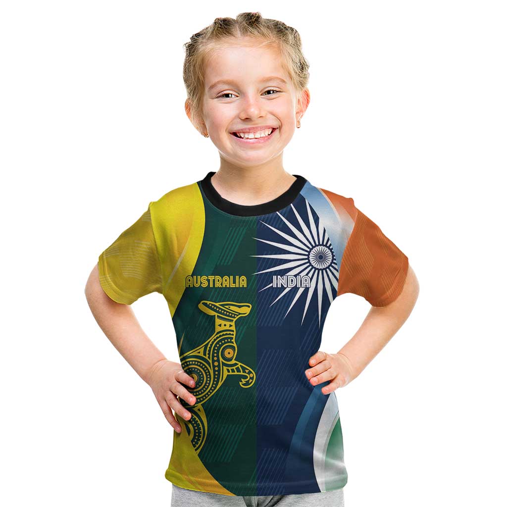 Custom India and Australia Cricket Kid T Shirt Special Half-Half Mix - Vibe Hoodie Shop