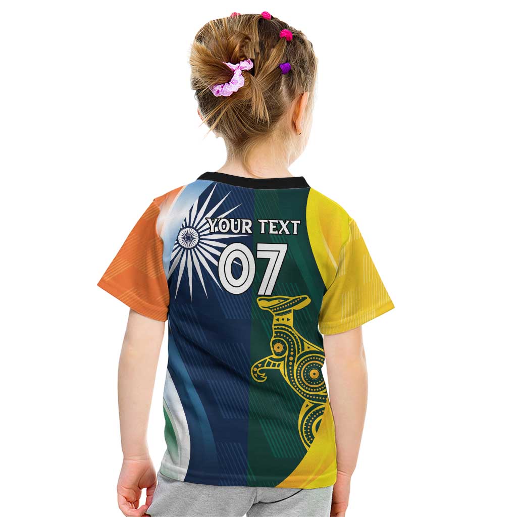 Custom India and Australia Cricket Kid T Shirt Special Half-Half Mix - Vibe Hoodie Shop