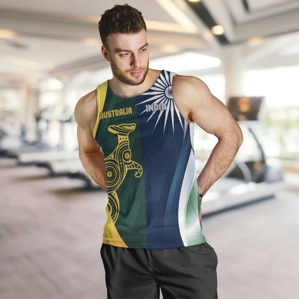 Custom India and Australia Cricket Men Tank Top Special Half-Half Mix - Vibe Hoodie Shop