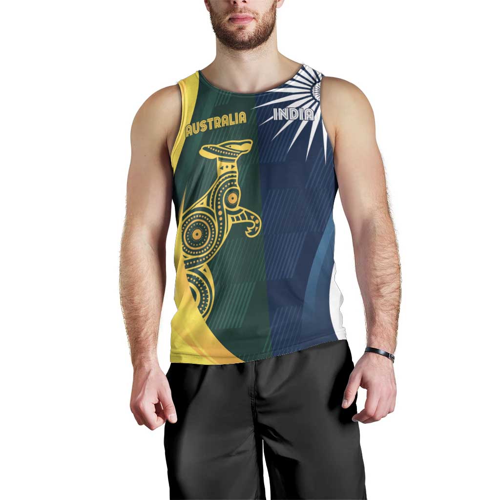 Custom India and Australia Cricket Men Tank Top Special Half-Half Mix - Vibe Hoodie Shop