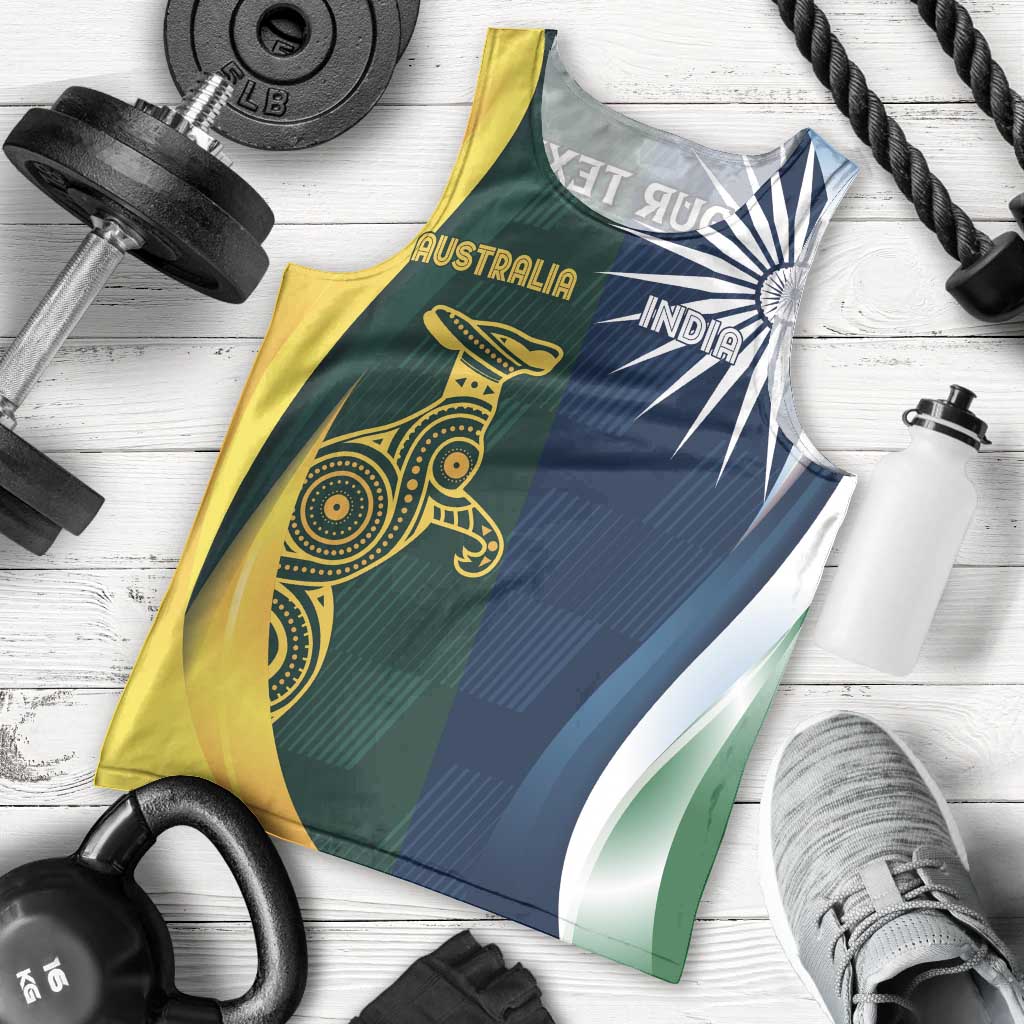 Custom India and Australia Cricket Men Tank Top Special Half-Half Mix - Vibe Hoodie Shop