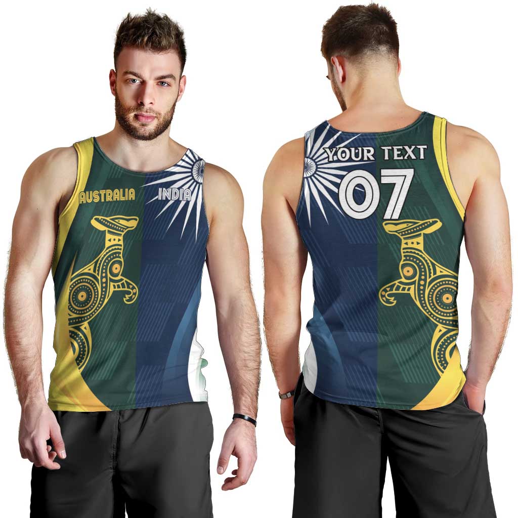 Custom India and Australia Cricket Men Tank Top Special Half-Half Mix - Vibe Hoodie Shop