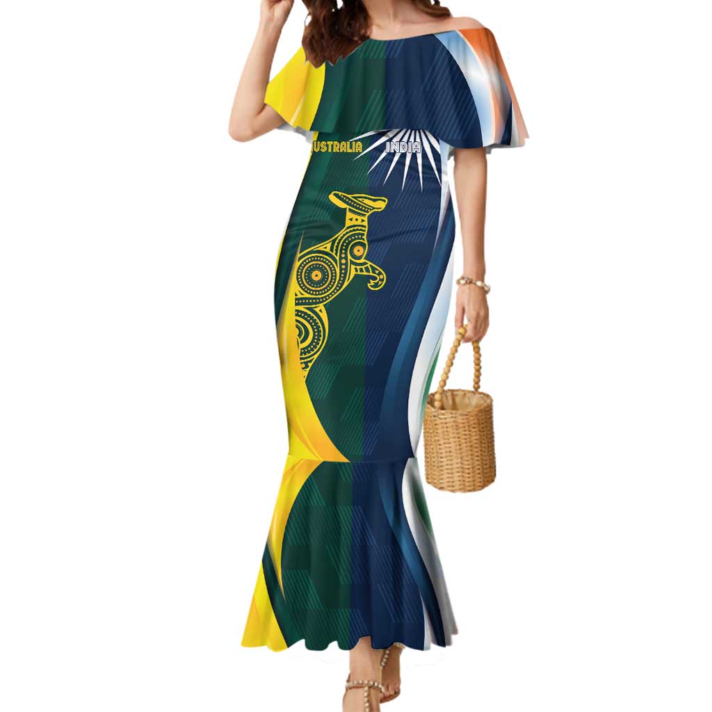 Custom India and Australia Cricket Mermaid Dress Special Half-Half Mix