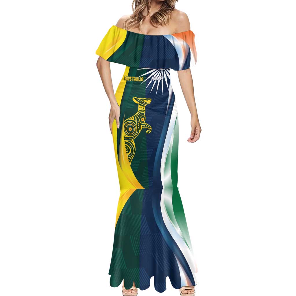 Custom India and Australia Cricket Mermaid Dress Special Half-Half Mix