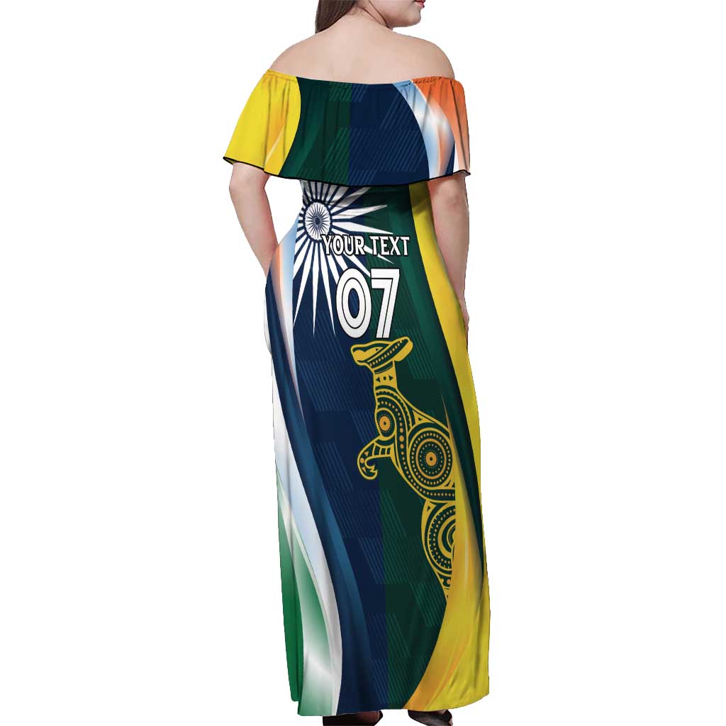 Custom India and Australia Cricket Off Shoulder Maxi Dress Special Half-Half Mix