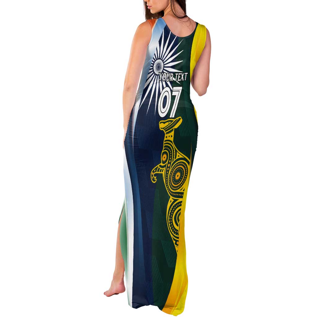 Custom India and Australia Cricket Tank Maxi Dress Special Half-Half Mix