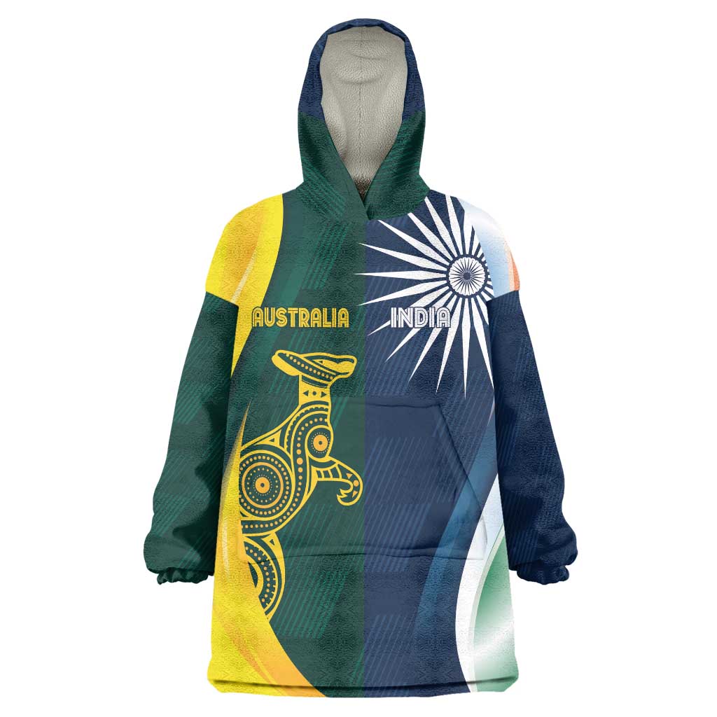 Custom India and Australia Cricket Wearable Blanket Hoodie Special Half-Half Mix - Vibe Hoodie Shop