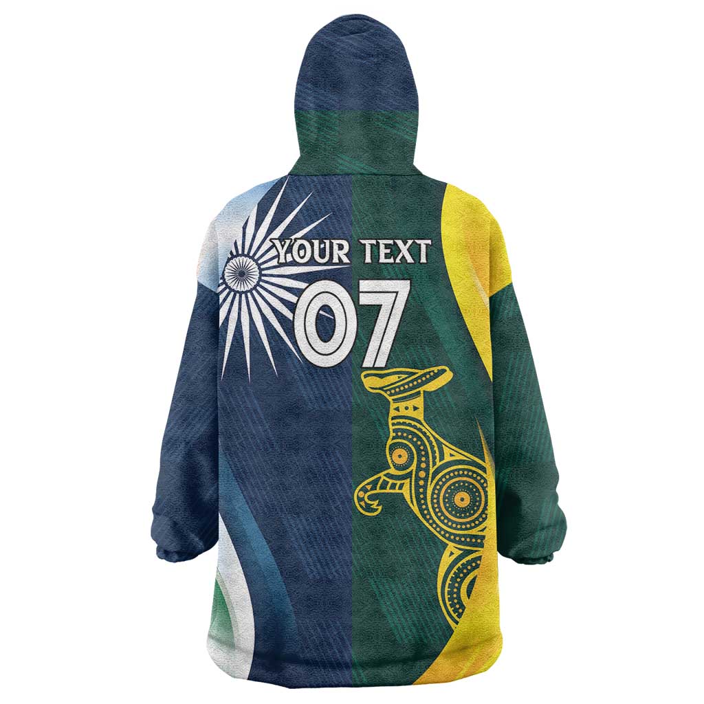 Custom India and Australia Cricket Wearable Blanket Hoodie Special Half-Half Mix - Vibe Hoodie Shop