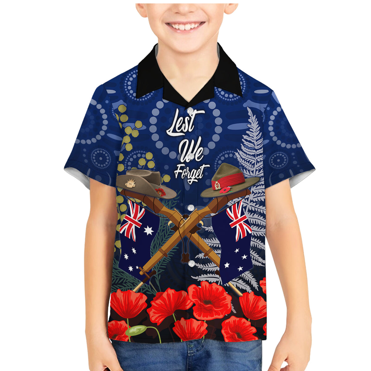 Anzac Family Matching Mermaid Dress and Hawaiian Shirt Ausralia Aboriginal Mix New Zealand Slouch Hats