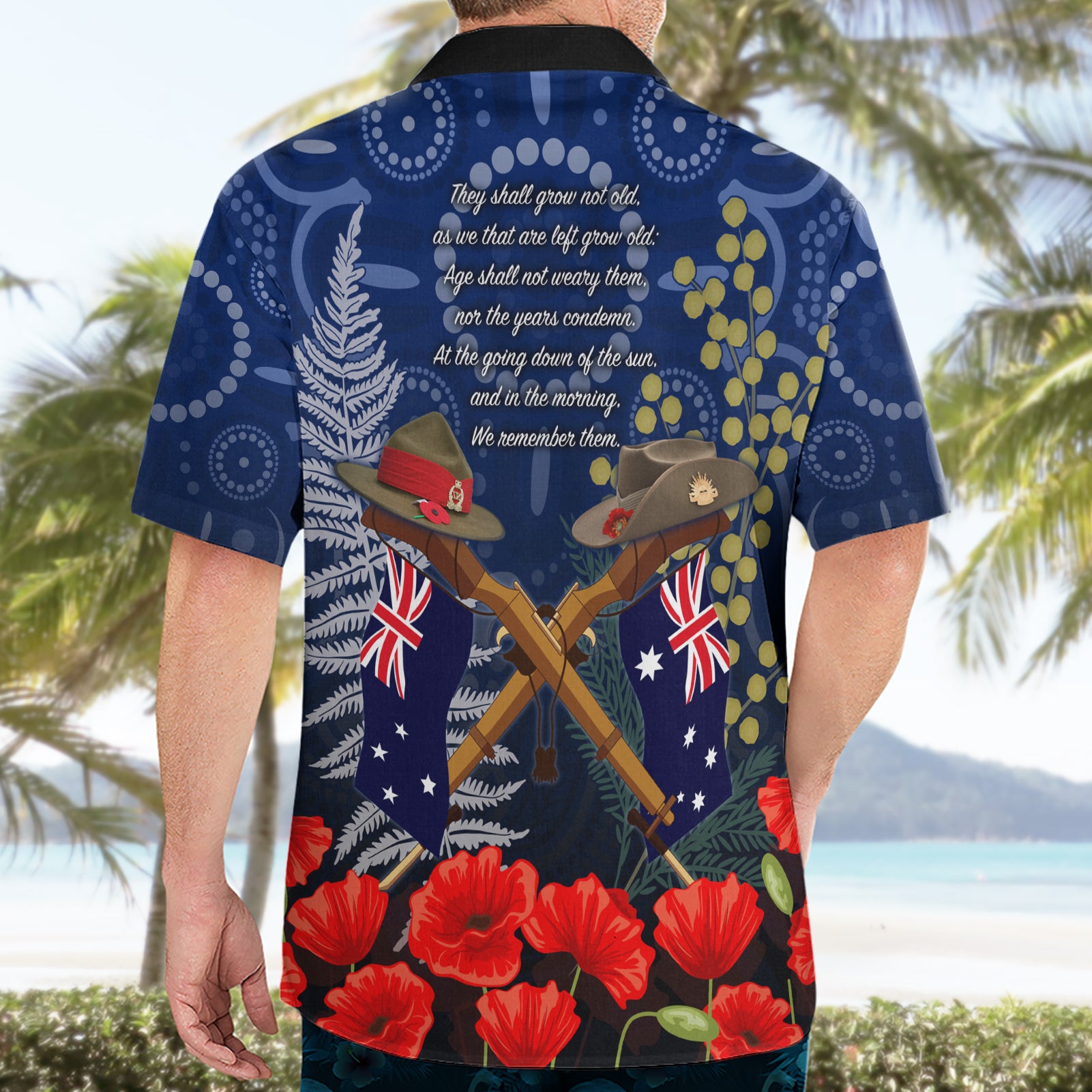 Anzac Hawaiian Shirt Australia Aboriginal Mix New Zealand Slouch Hats - Vibe Hoodie Shop