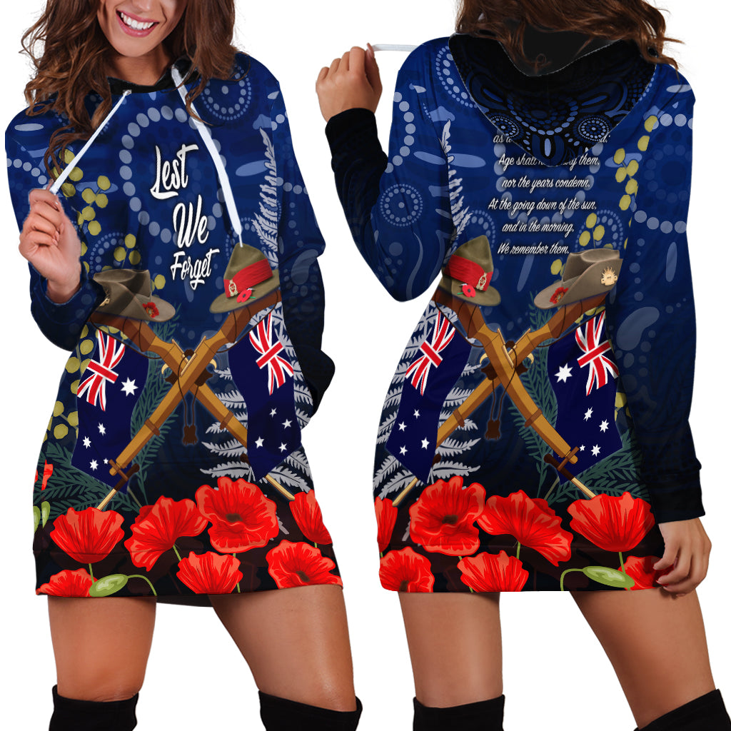 Anzac Hoodie Dress Australia Aboriginal Mix New Zealand Slouch Hats - Vibe Hoodie Shop