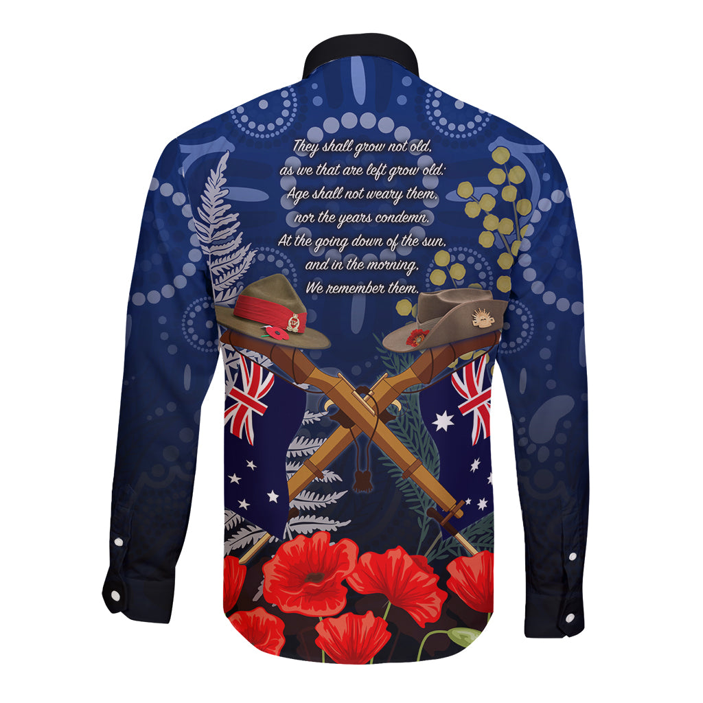 Anzac Long Sleeve Button Shirt Australia Aboriginal Mix New Zealand Slouch Hats - Vibe Hoodie Shop