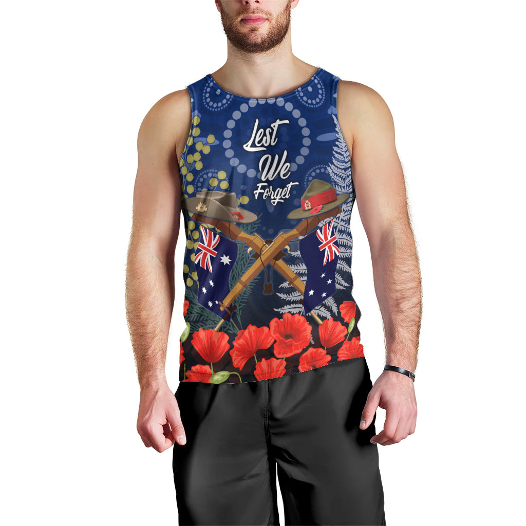 Anzac Men Tank Top Australia Aboriginal Mix New Zealand Slouch Hats - Vibe Hoodie Shop