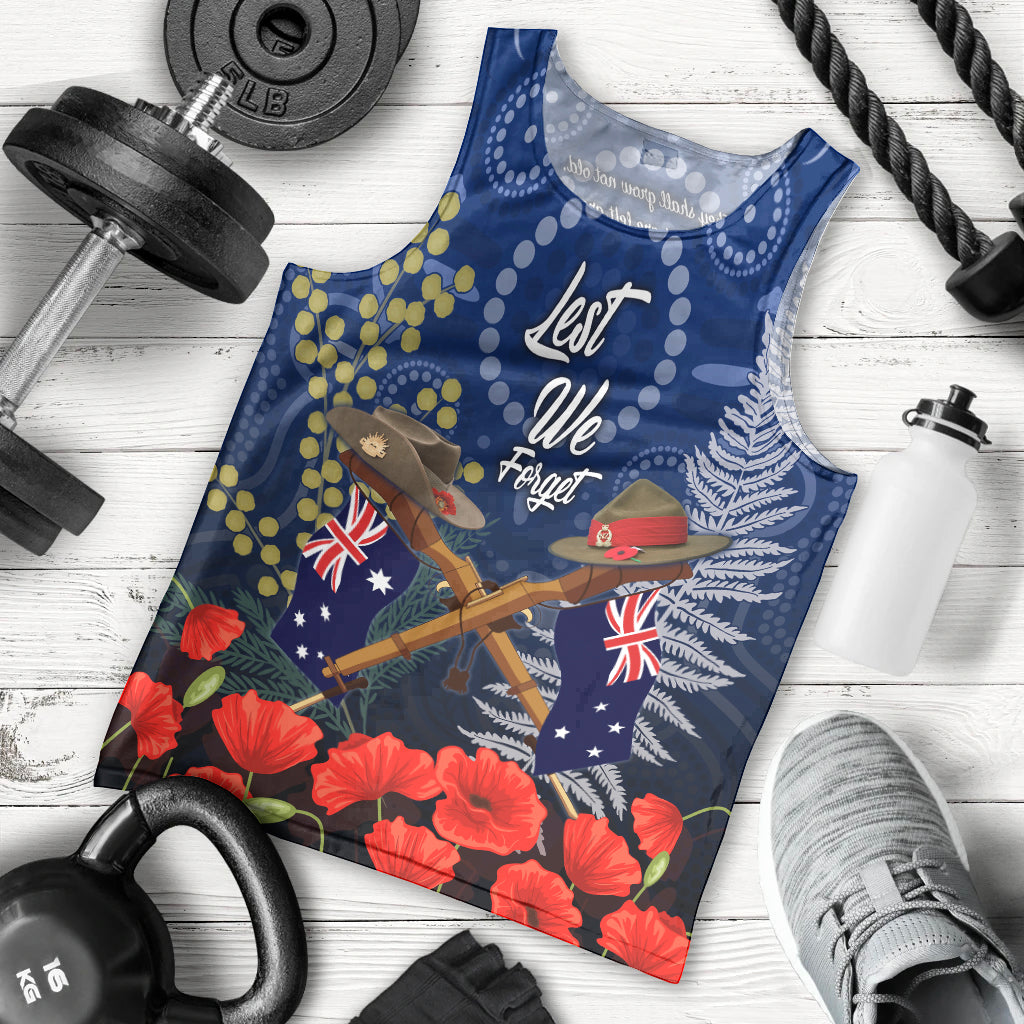 Anzac Men Tank Top Australia Aboriginal Mix New Zealand Slouch Hats - Vibe Hoodie Shop