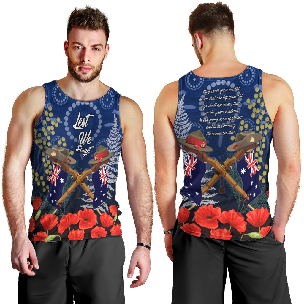 Anzac Men Tank Top Australia Aboriginal Mix New Zealand Slouch Hats - Vibe Hoodie Shop