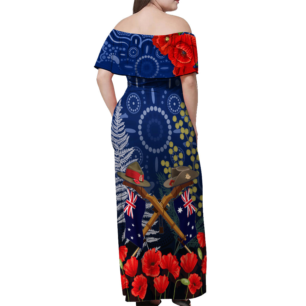 Anzac Off Shoulder Maxi Dress Ausralia Aboriginal Mix New Zealand Slouch Hats