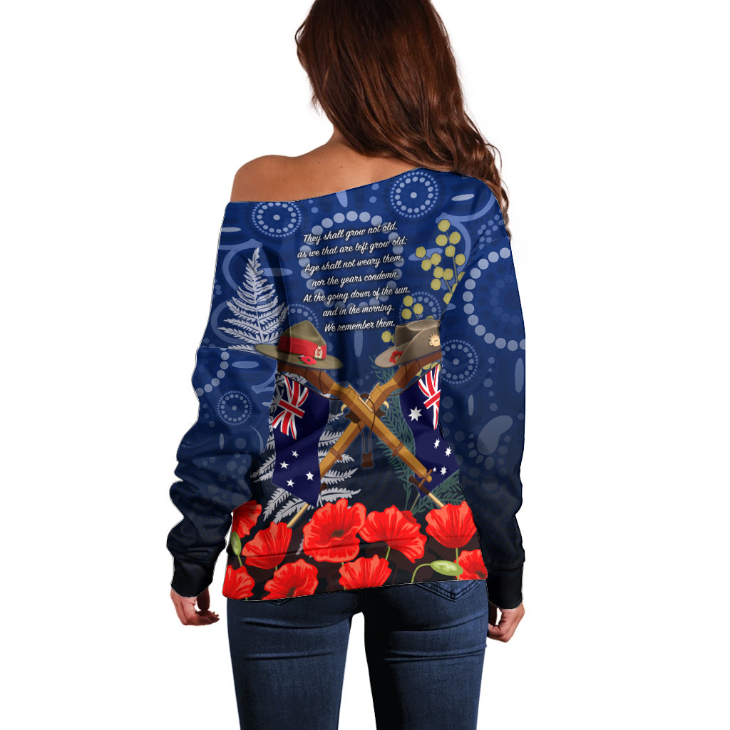Anzac Off Shoulder Sweater Australia Aboriginal Mix New Zealand Slouch Hats - Vibe Hoodie Shop
