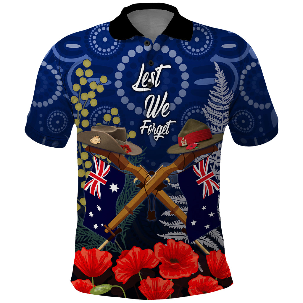 Anzac Polo Shirt Australia Aboriginal Mix New Zealand Slouch Hats - Vibe Hoodie Shop