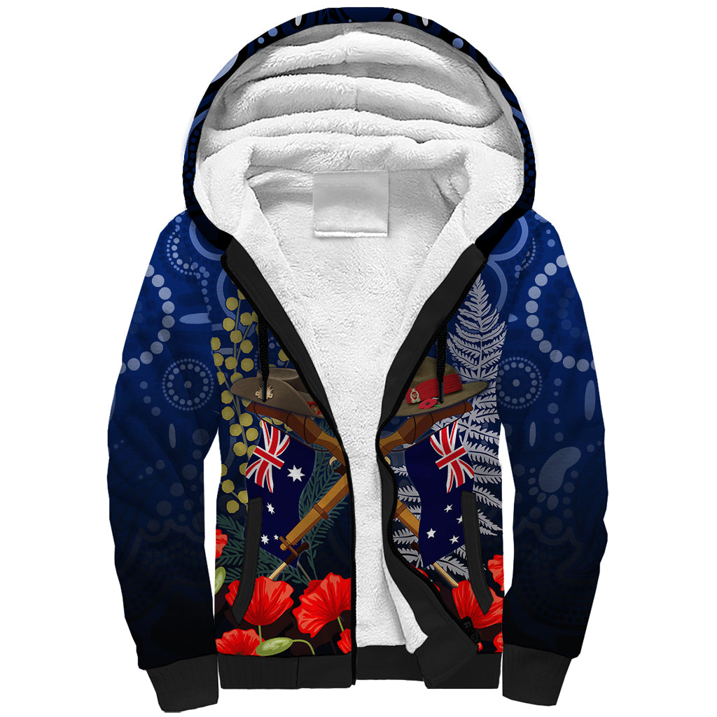 Anzac Sherpa Hoodie Australia Aboriginal Mix New Zealand Slouch Hats - Vibe Hoodie Shop