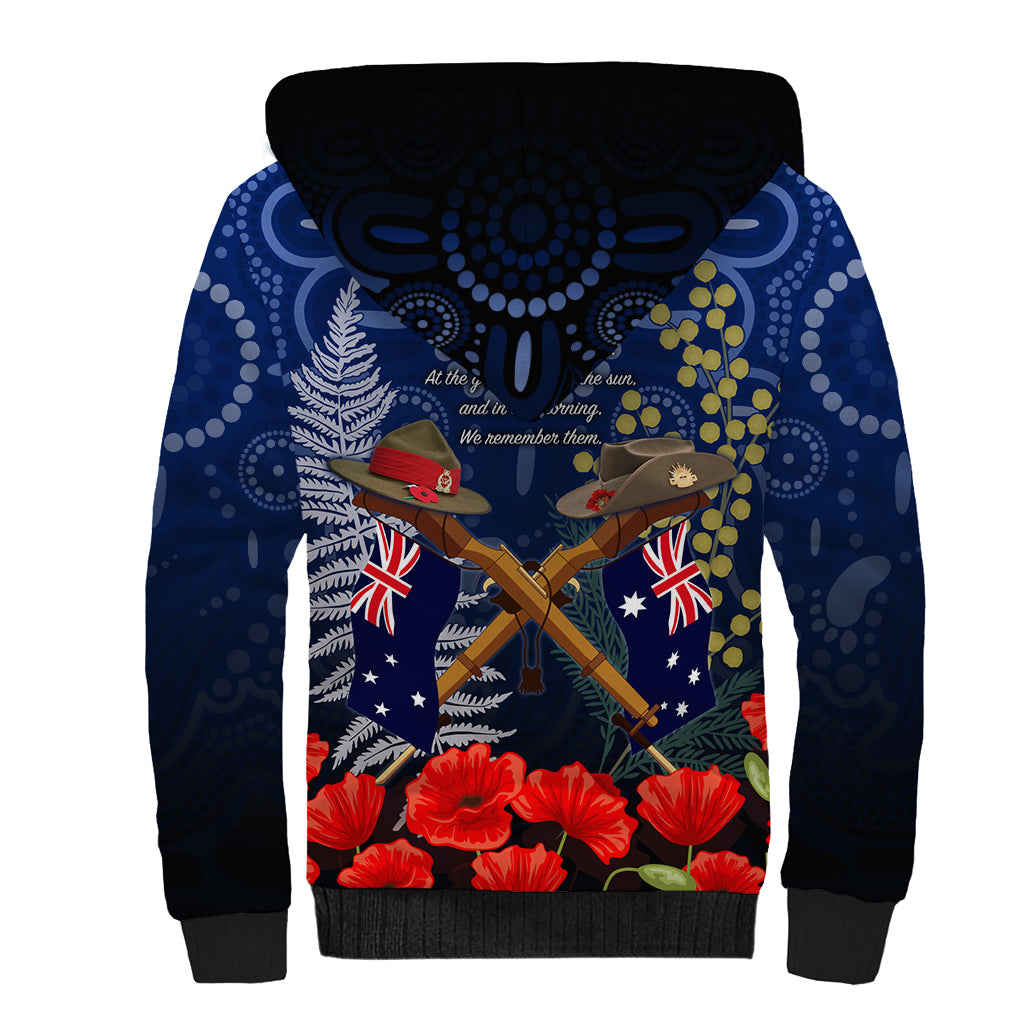 Anzac Sherpa Hoodie Australia Aboriginal Mix New Zealand Slouch Hats - Vibe Hoodie Shop