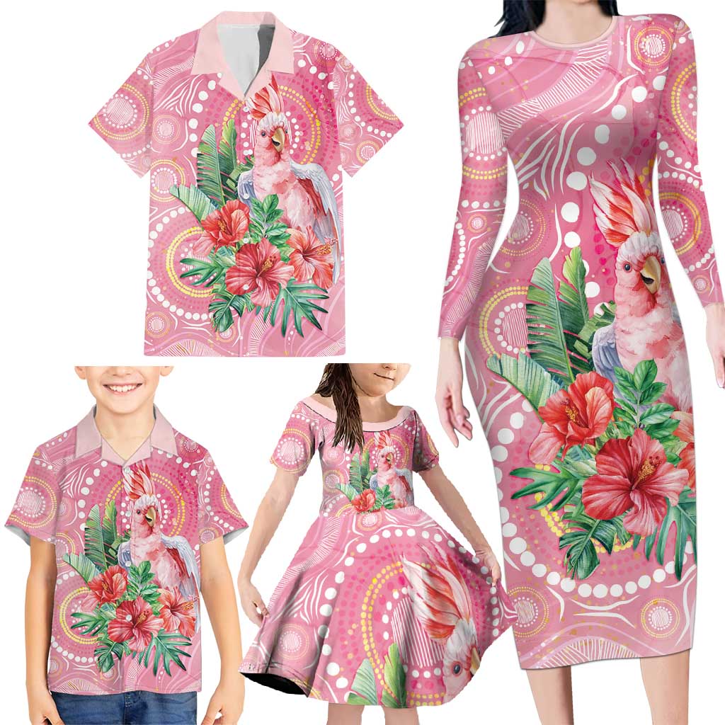 Breast Cancer Pink Cockatoo Family Matching Long Sleeve Bodycon Dress and Hawaiian Shirt Australia Indigenous Watercolor Glaze - Vibe Hoodie