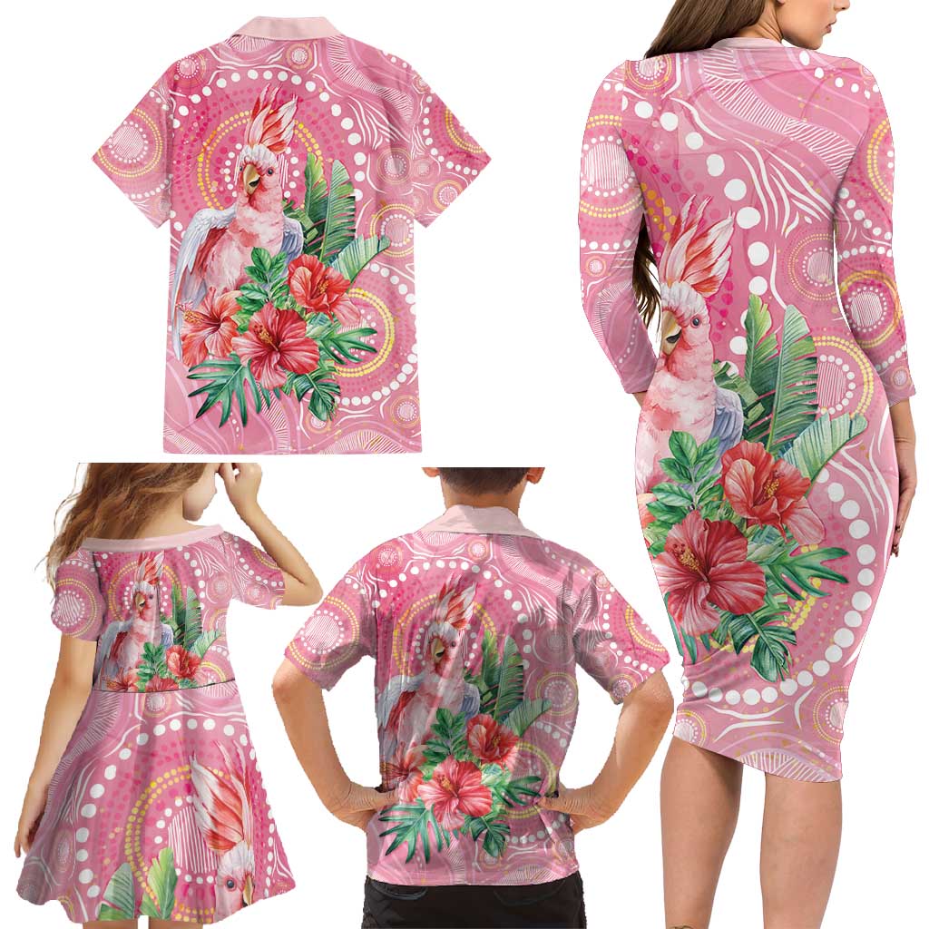 Breast Cancer Pink Cockatoo Family Matching Long Sleeve Bodycon Dress and Hawaiian Shirt Australia Indigenous Watercolor Glaze - Vibe Hoodie