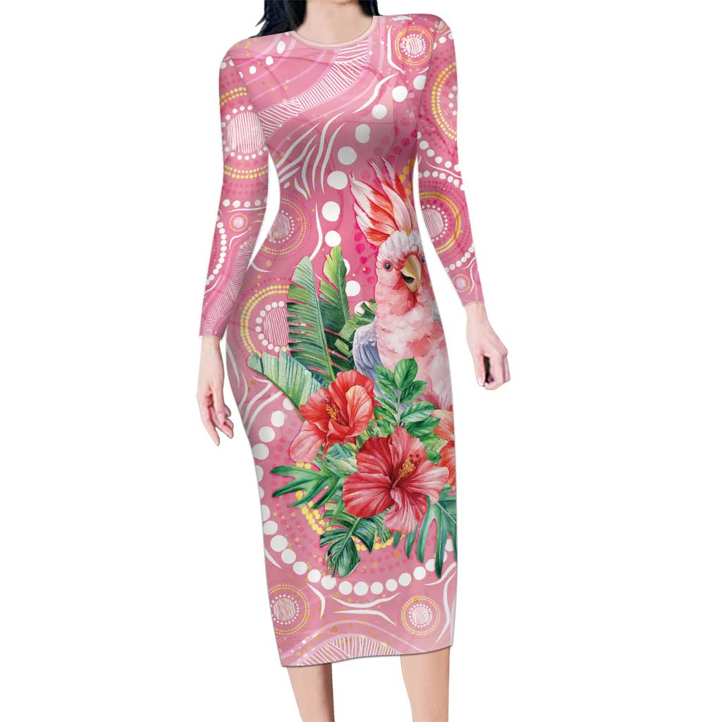 Breast Cancer Pink Cockatoo Family Matching Long Sleeve Bodycon Dress and Hawaiian Shirt Australia Indigenous Watercolor Glaze - Vibe Hoodie