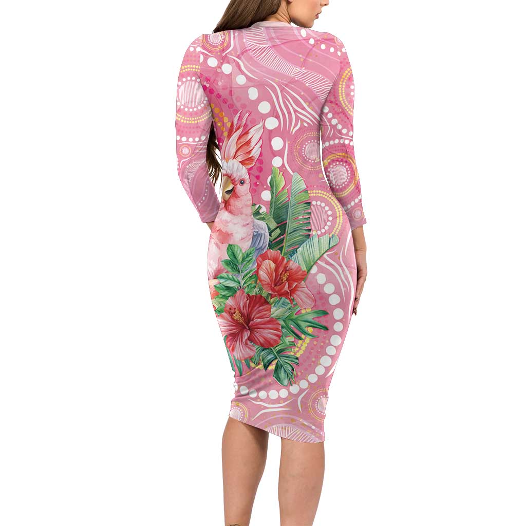 Breast Cancer Pink Cockatoo Family Matching Long Sleeve Bodycon Dress and Hawaiian Shirt Australia Indigenous Watercolor Glaze - Vibe Hoodie