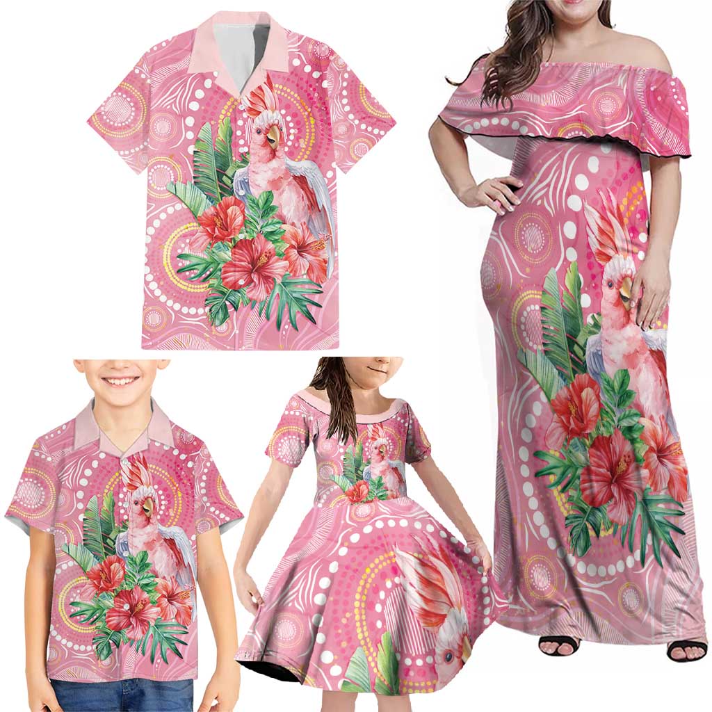 Breast Cancer Pink Cockatoo Family Matching Off Shoulder Maxi Dress and Hawaiian Shirt Australia Indigenous Watercolor Glaze - Vibe Hoodie
